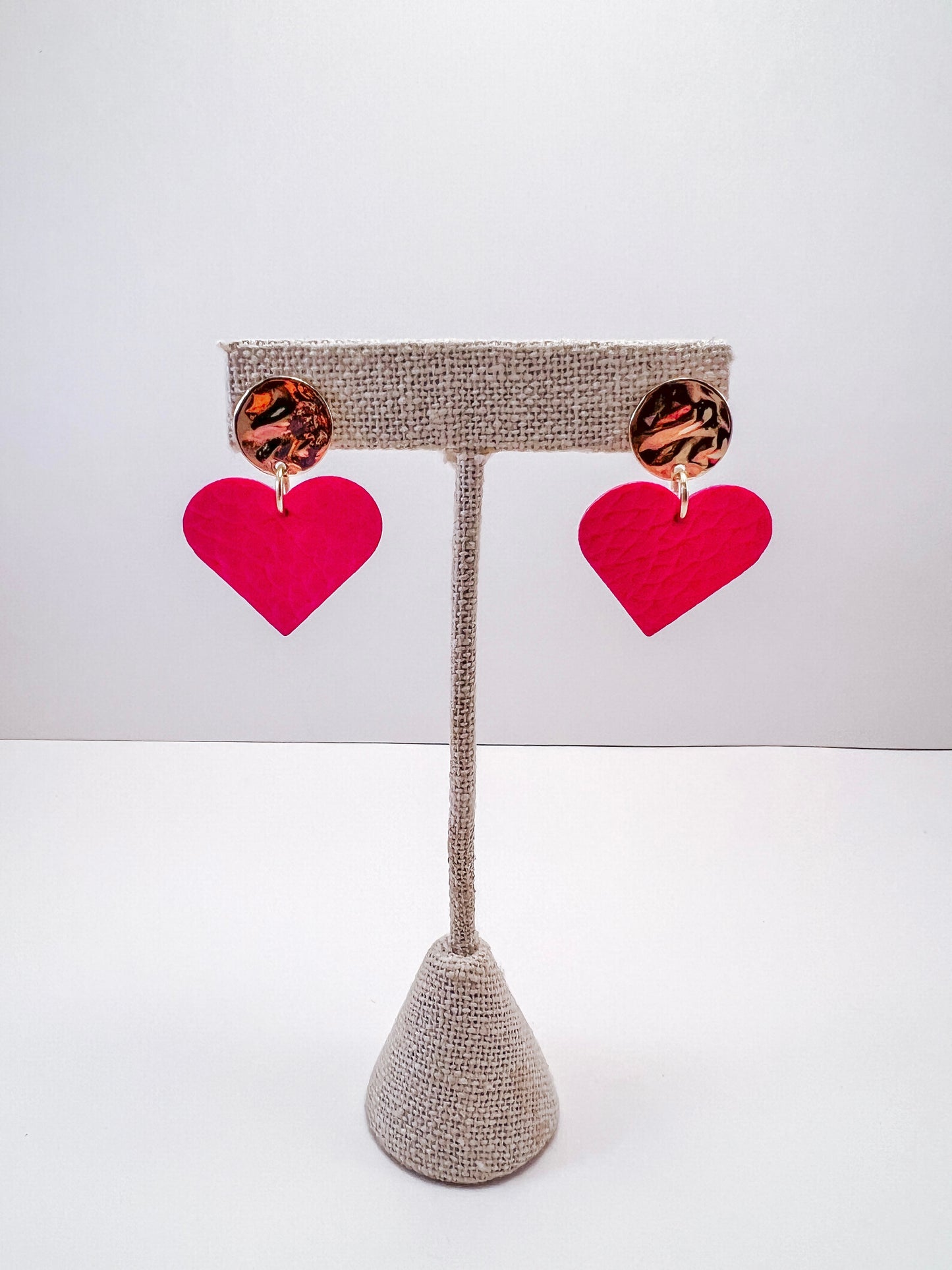 Hammered Gold Stud with Hearts