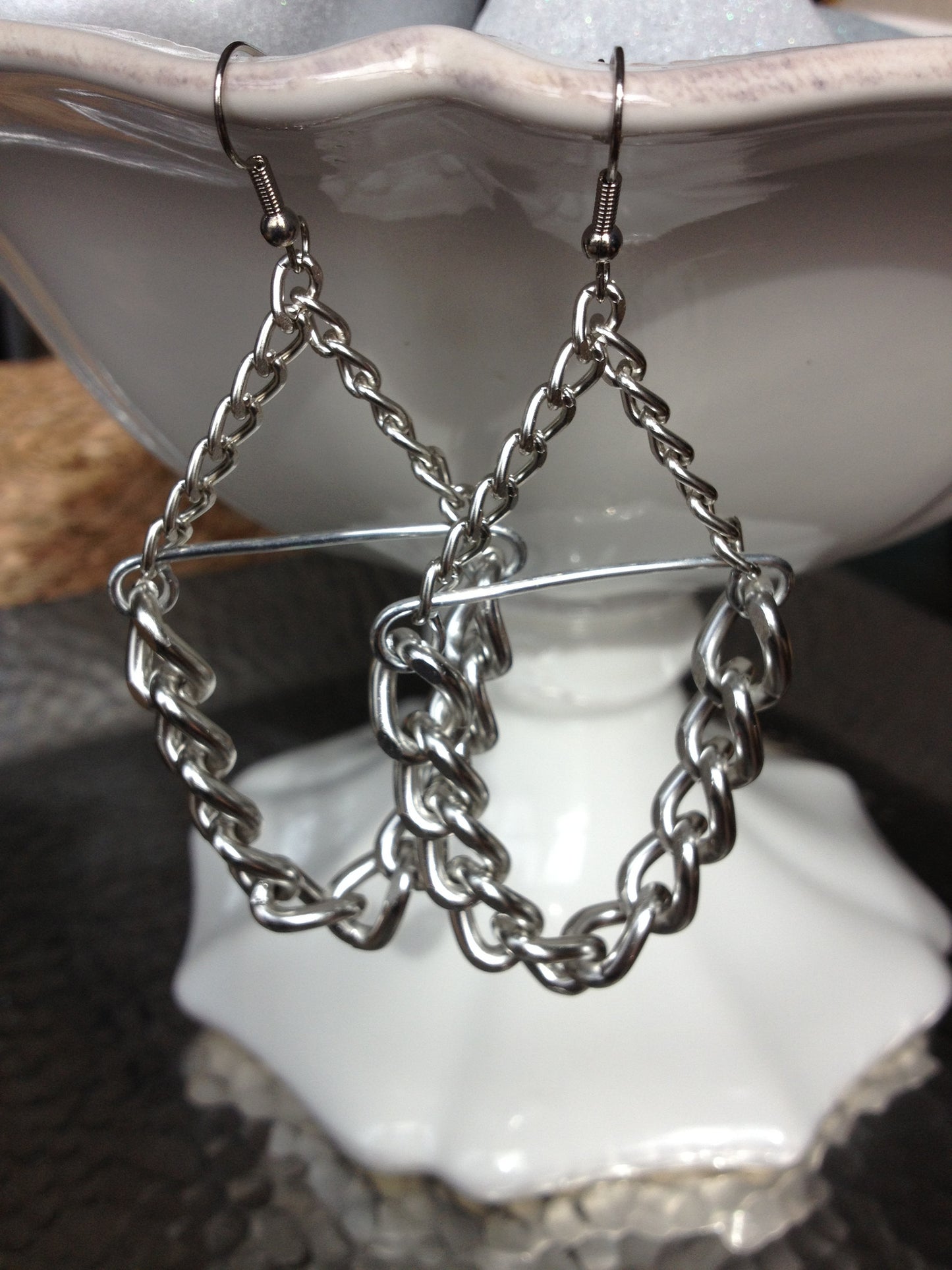 chain link earrings, small