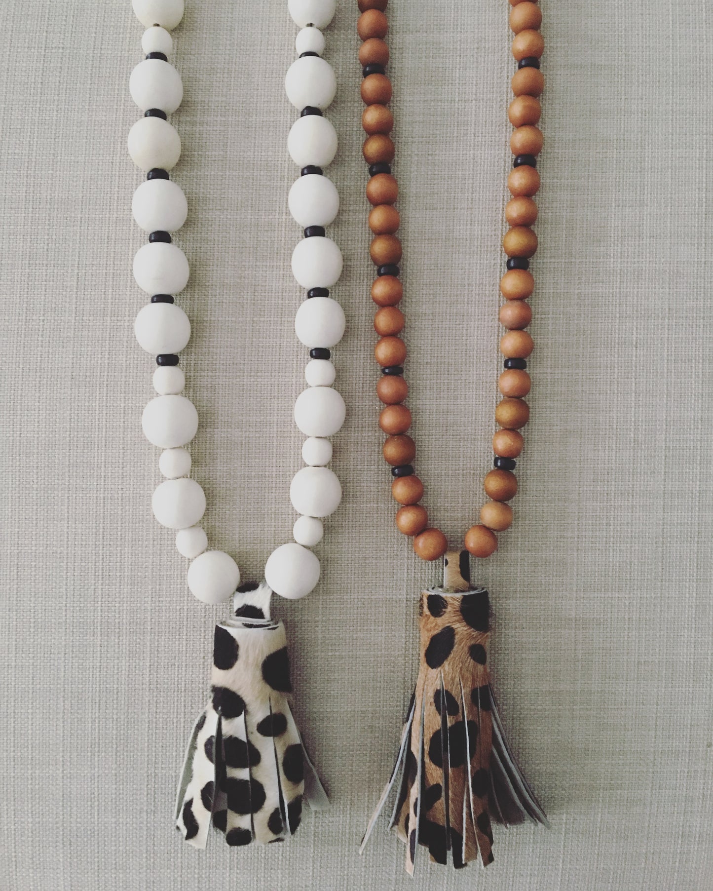 leopard chunky tassel necklace