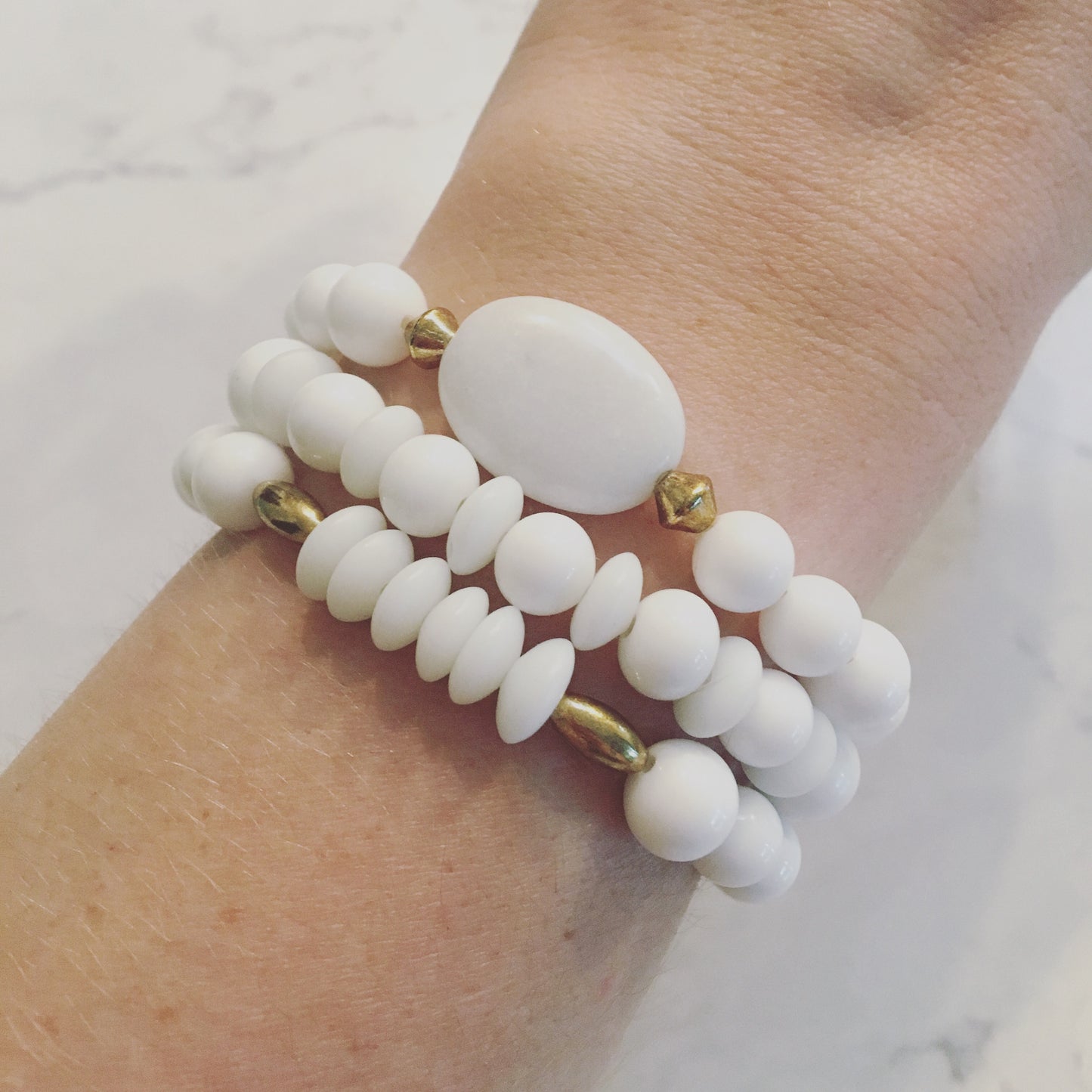 monochromatic bracelet stack