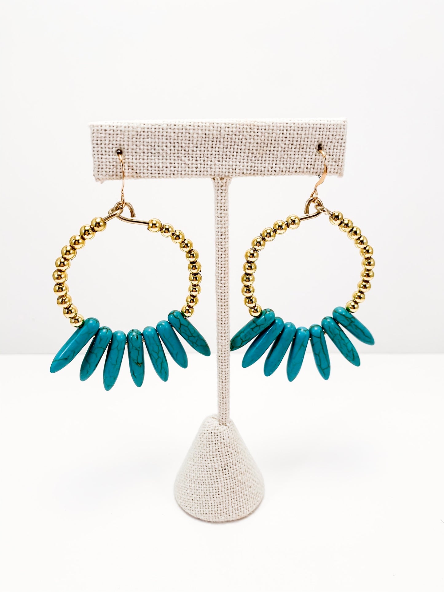 Turquoise spike hoops