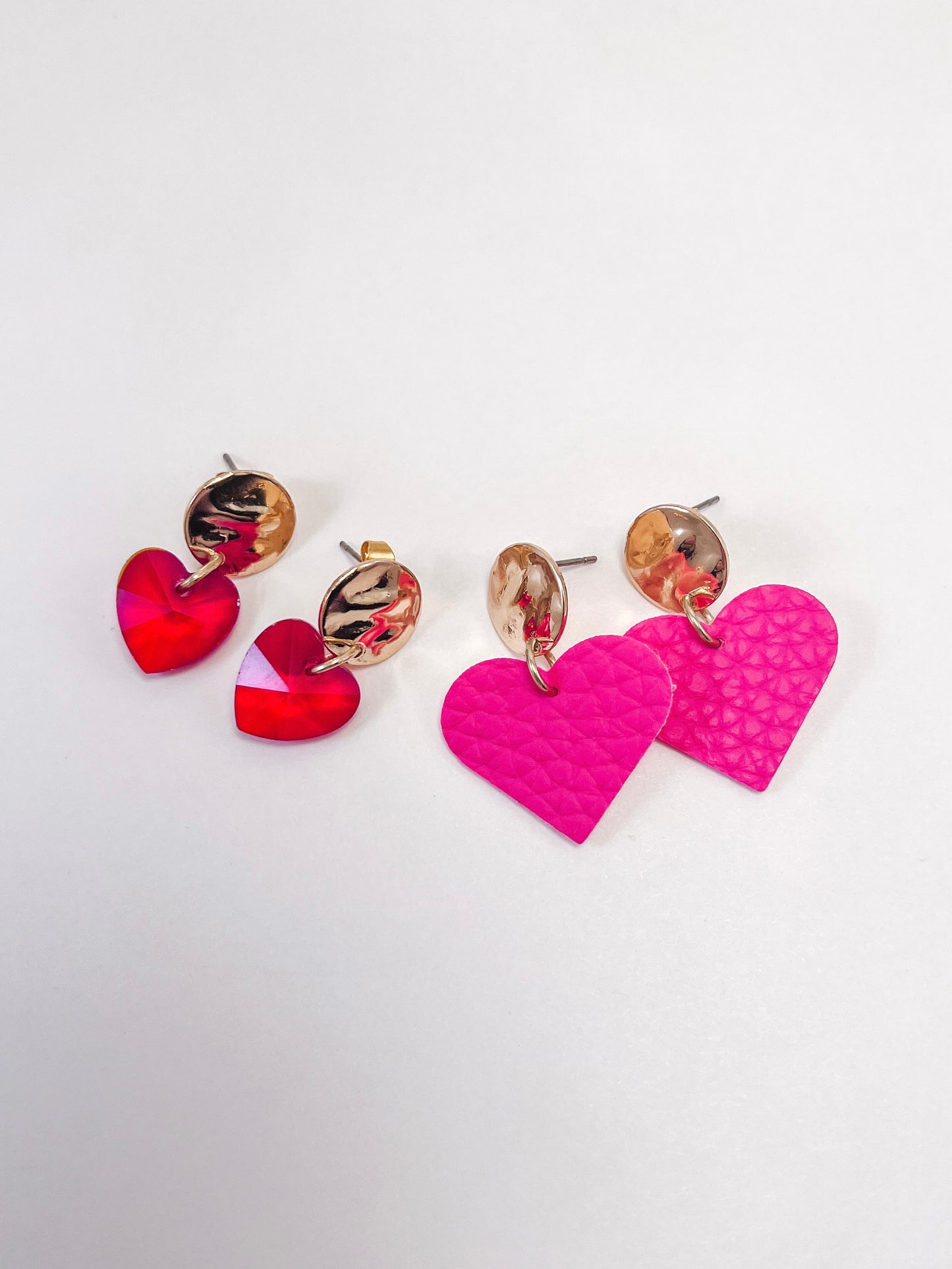 Hammered Gold Stud with Hearts
