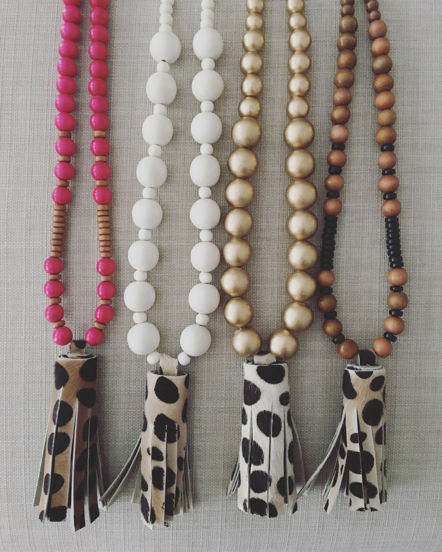 leopard chunky tassel necklace