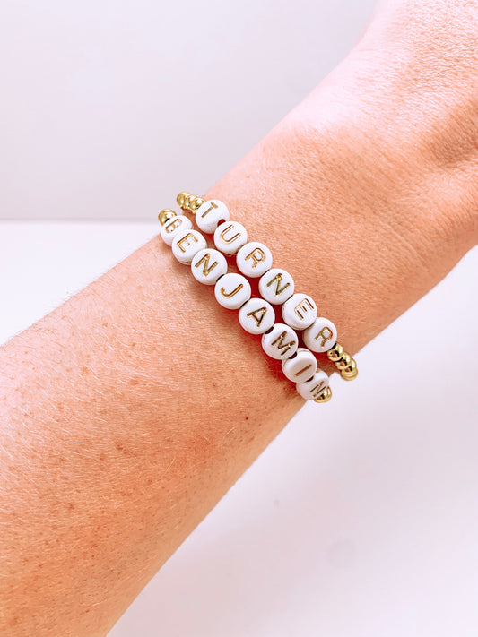 micro bead letter bracelet