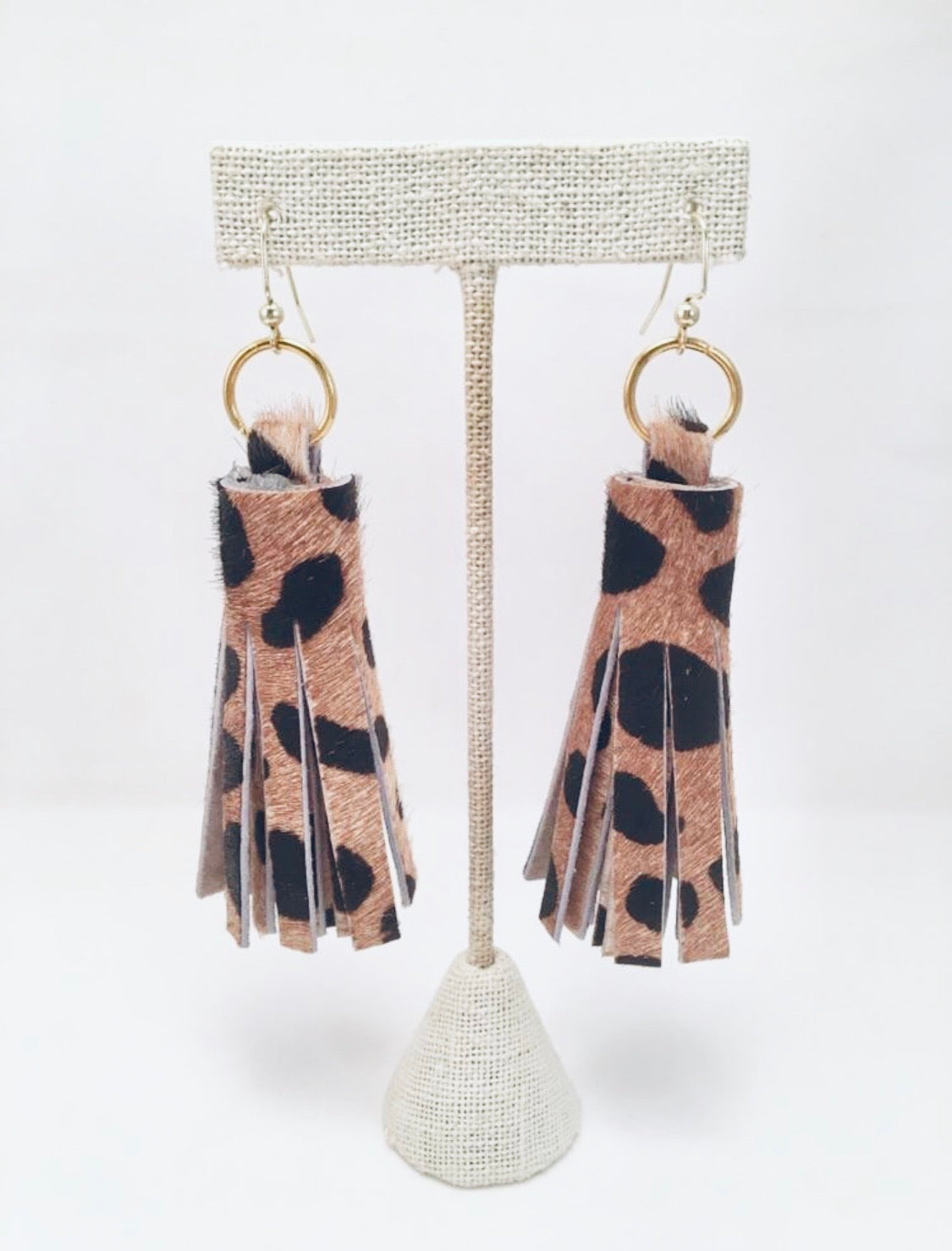 leopard chunky tassel earrings