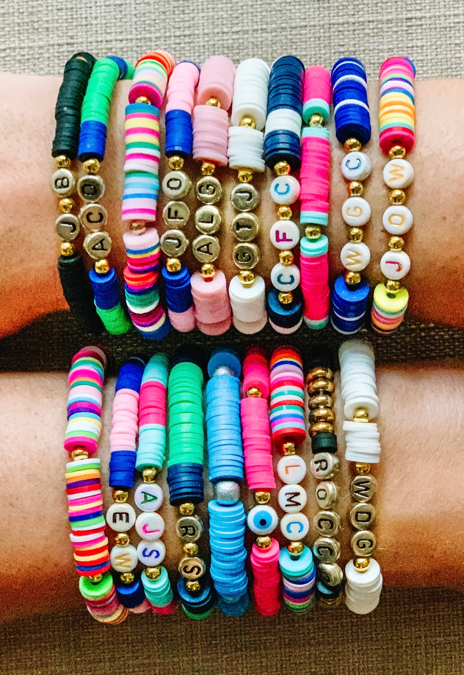 Initial Clay Beads Bracelets