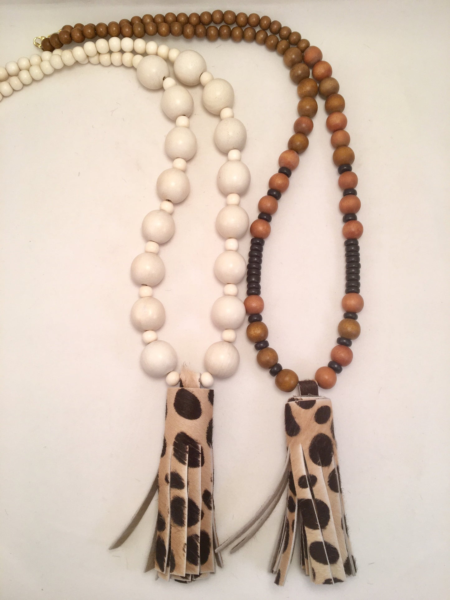 leopard chunky tassel necklace